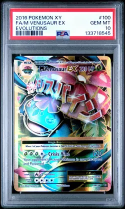 2016 POKEMON XY EVOLUTIONS #100 FULL ART/M VENUSAUR EX PSA 10 - Image 1