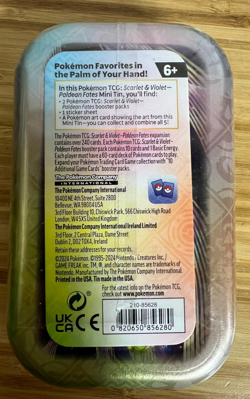 Pokemon Scarlet and Violet Paldean Fates Mini Tin (Flamigo) -SEALED - Image 2
