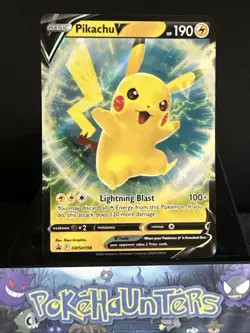 Pokemon Card Pikachu V SWSH198 Half Art Rare Black Star Promo Near Mint - Image 1