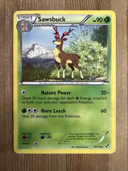 Pokemon TCG Sawsbuck Black and White 14/114 Regular Rare DMG - Image 1