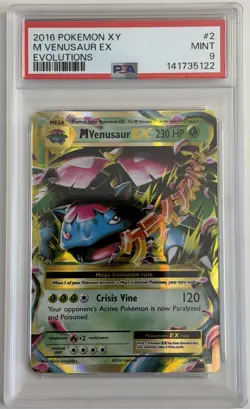 M Venusaur EX 2/108 Holo Rare Pokemon 2016 XY Evolutions PSA 9 MINT - Image 1