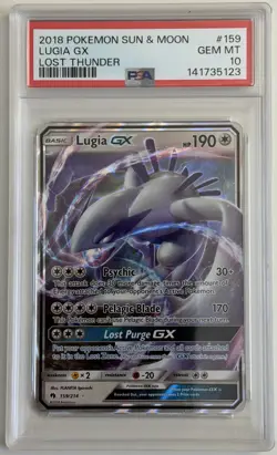 Lugia GX 159/214 Ultra Rare Holo Pokemon 2018 SM Lost Thunder PSA 10 GEM MINT - Image 1