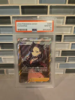 2020 POKEMON SWORD & SHIELD FULL ART MARNIE 200/202 PSA 10 GEM MINT - Image 1