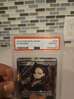 2020 POKEMON SWORD & SHIELD FULL ART MARNIE 200/202 PSA 10 GEM MINT - Image 3