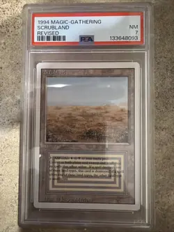1994 Magic The Gathering Scrubland Revised PSA 7 - Image 1