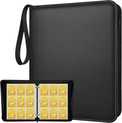 9 Pockets Trading Card Binder with 900 Double-Sided Pockets, PU Zipper Top Loade - Image 1