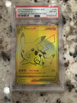 Pikachu V SWSH145 SWSH: Sword & Shield Promo Cards Holo Psa 8 - Image 1