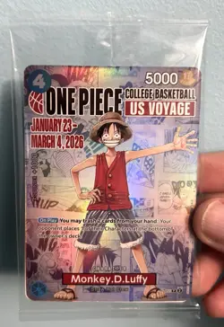 One Piece Monkey D. Luffy US Voyage College Basketball Card Rutgers (SEALED) - Image 1