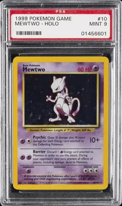 1999 POKEMON BASE SET UNLIMITED #10 MEWTWO-HOLO PSA 9 - Image 1