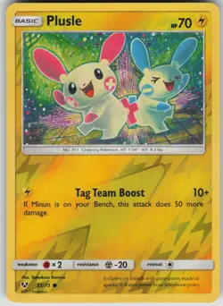 Pokemon TCG Plusle Common Reverse Holo Shining Legends 33/73 - Image 1