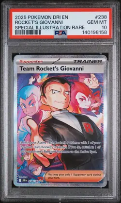 2025 POKEMON DRI EN-DESTINED RIVALS #238 TEAM ROCKET'S GIOVANNI PSA 10 - Image 1
