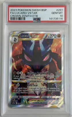Lucario VSTAR SWSH291 (Pokemon 2023) PSA 10 - English Black Star Promo - Image 1