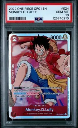 2022 ONE PIECE OP01 ROMANCE DAWN #024 MONKEY D. LUFFY PSA 10 - Image 1