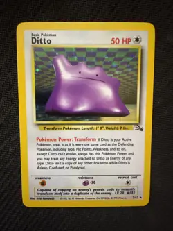 Pokemon Ditto Holo Rare Fossil 3/62 Pokemon Card - WOTC 1999 - Image 1