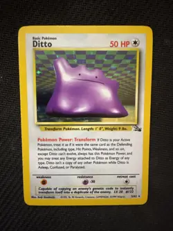 Pokemon Ditto Holo Rare Fossil 3/62 Pokemon Card - WOTC 1999 - Image 2