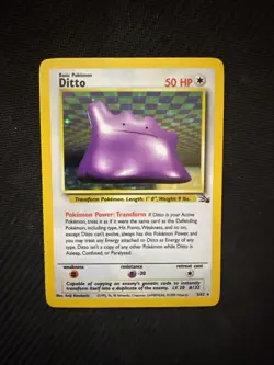 Pokemon Ditto Holo Rare Fossil 3/62 Pokemon Card - WOTC 1999 - Image 3