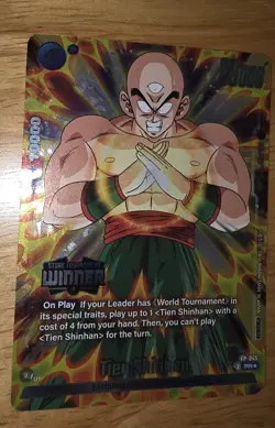 Tien Shinhan Holo Winner Card Dragon Ball Fusion World Tournament FP-045 NM/M - Image 1