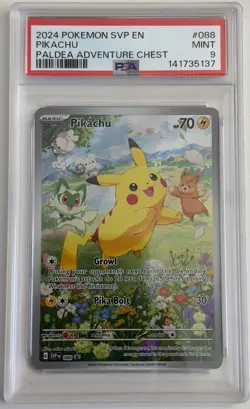 PSA 9 Pikachu Black Star Promo 88 Paldea Adventures Chest Pokemon Card NM/M TCG - Image 1