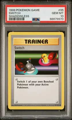 1999 POKEMON GAME 95 SWITCH PSA 10 GEM MINT SHADOWLESS BASE SET - Image 1
