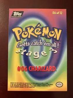 Charizard #06 E6 of 12 Topps 1999 Black Logo Vintage Pokemon Trading Cards - Image 2