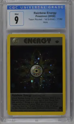 Rainbow Energy Pokemon 2000 Team Rocket 1st Edition 17/82 Holo CGC 9 Mint - Image 1