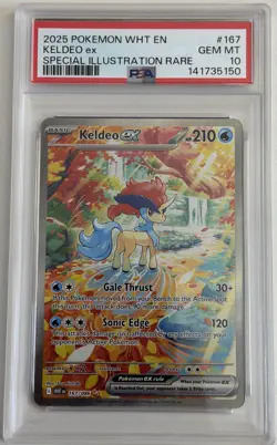 KELDEO EX ~ 2025 White Flare EN 167/086 ~ Special Illustration Rare PSA 10 - Image 1