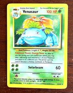 Pokemon TCG Venusaur Base Set 15/102 Rare Holo 1999-2000 - Image 3