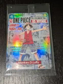 1x Monkey D Luffy (College Basketball US Voyage) One Piece Promotion Card Sealed - Image 4