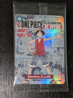 1x Monkey D Luffy (College Basketball US Voyage) One Piece Promotion Card Sealed - Image 5