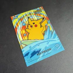 Pokemon Topps TV Animation Series 2 (Blue Logo) #25 Surfing Pikachu Stick-on - Image 1