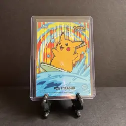 Pokemon Topps TV Animation Series 2 (Blue Logo) #25 Surfing Pikachu Stick-on - Image 2
