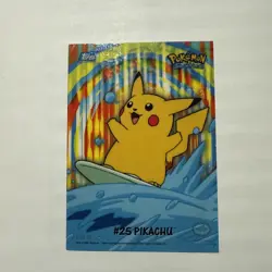 POKEMON SURFING PIKACHU #25 8 of 10 ANIMATION SERIES 2 CARD TOPPS 2000 - Image 1