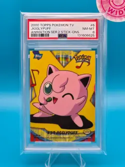 PSA 8 - 2000 TOPPS POKEMON TV ANIMATION SERIES 2 STICK-ONS 6 JIGGLYPUFF - Image 1