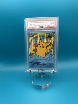2000 Topps Pokemon Pikachu PSA 9 MINT Surfing Sticker Animation Series 2 low pop - Image 1