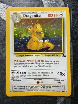 Dragonite 4/62 Fossil Holo Rare 1999 Pokemon Card - Image 1