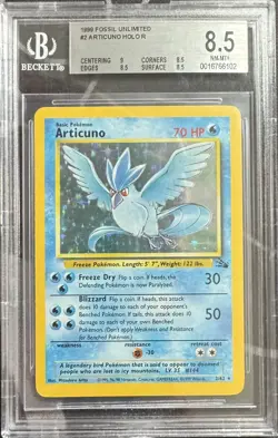 1999 POKEMON FOSSIL UNLIMITED 2/62 ARTICUNO HOLO BGS 8.5 - Image 1