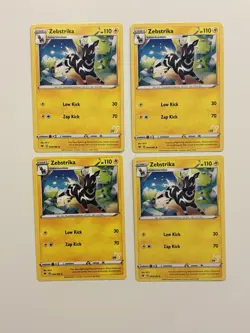 4x Zebstrika 054/185 Pokemon Playset Variant Vivid Voltage Pikachu stamp D - Image 1