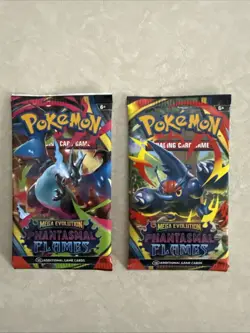 Pokemon TCG Mega Evolution Phantasmal Flames Booster Packs (2) Factory Sealed - Image 1