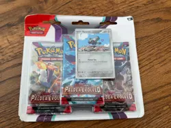 Pokemon Scarlet & Violet Paldea Evolved Three-Booster Blister pack Varoom - Image 1