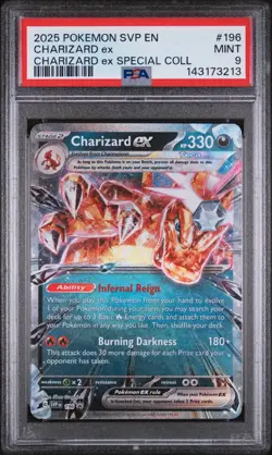 PSA 9 2025 Pokemon SVP Charizard ex #196 Scarlet and Violet Black Star Promo - Image 1