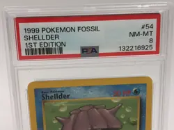 1999 POKEMON FOSSIL Trading Card SHELLDER #54/62 1ST EDITION graded slab PSA 8 - Image 2