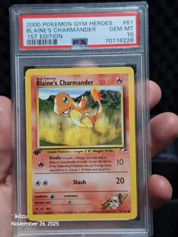 Pokemon TCG Blaine's Charmander Gym Heroes 61/132 1st Edition PSA 10 Gem Mint - Image 1