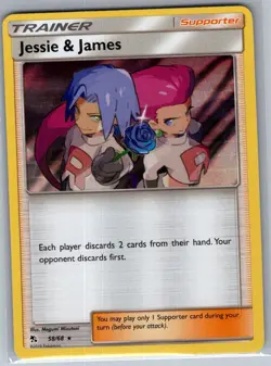 Jessie & James 58/68 Holo Hidden Fates - Pokemon Card - NM - Image 1
