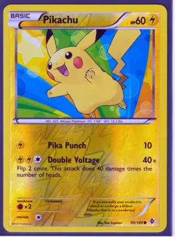 2012 POKEMON PIKACHU 50/149 BLACK & WHITE BOUNDARIES CROSSED REVERSE HOLO NM (P1 - Image 1
