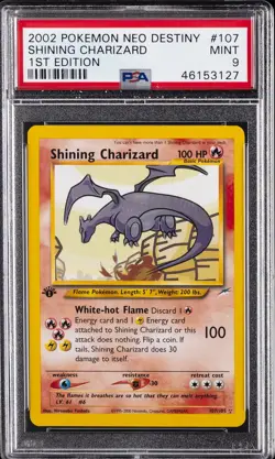 2002 POKEMON NEO DESTINY 1ST ED #107 SHINING CHARIZARD PSA 9 - Image 1