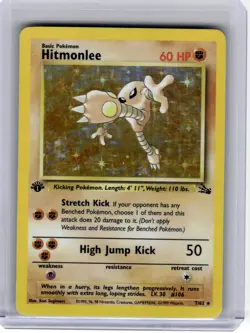 1999 Pokemon-Hitmonlee #7 Fossil-Rare Holo (1st. Edition) [Damage] - Image 1