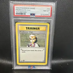 1999 Pokemon Base Set 1st Edition Professor Oak Trainer #88 PSA-8 NM/MT! - Image 1