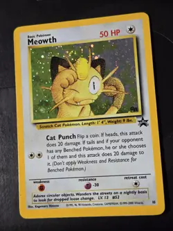 Pokemon TCG Meowth 10/53 Wotc GB Stamped Promo Holo with Swirl MP/HP - Image 1