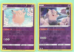 2 POKEMON EVOLUTION -CLEFABLE 63/196+ CLEFAIRY 62/196-LOST ORIGIN-REV HOLO NM/M - Image 1