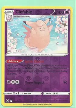 2 POKEMON EVOLUTION -CLEFABLE 63/196+ CLEFAIRY 62/196-LOST ORIGIN-REV HOLO NM/M - Image 2